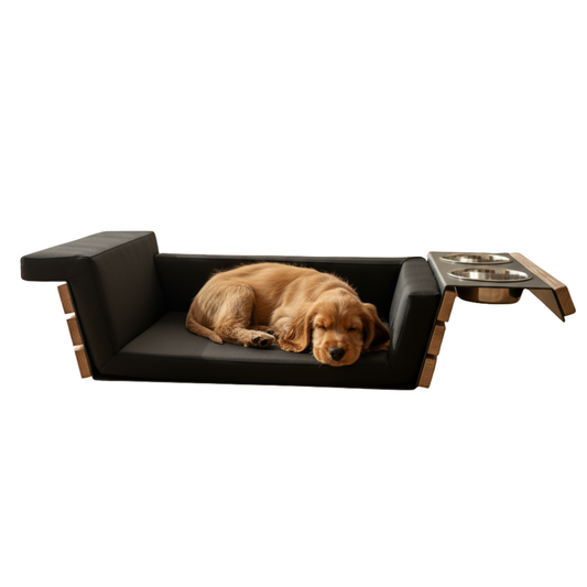MEBE NapfLounge Duo - Hunde- und  Katzensofa mit integrierter Futterbar - Memory Foam