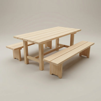 MEBE Franzl - Douglasien Gartengarnitur - Tisch mit 2 Bänken - 99 x 200 cm