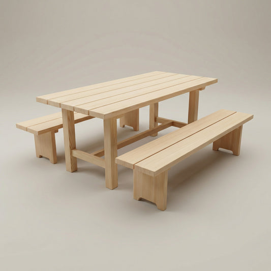 MEBE Franzl - Douglasien Gartengarnitur - Tisch mit 2 Bänken - 99 x 200 cm