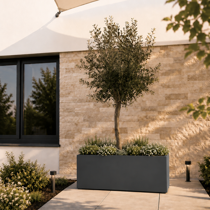 MEBE Planty - Pflanztopf - Mit Bodenplatte - 100 x 50 x 40 cm - Anthrazitgrau Matt