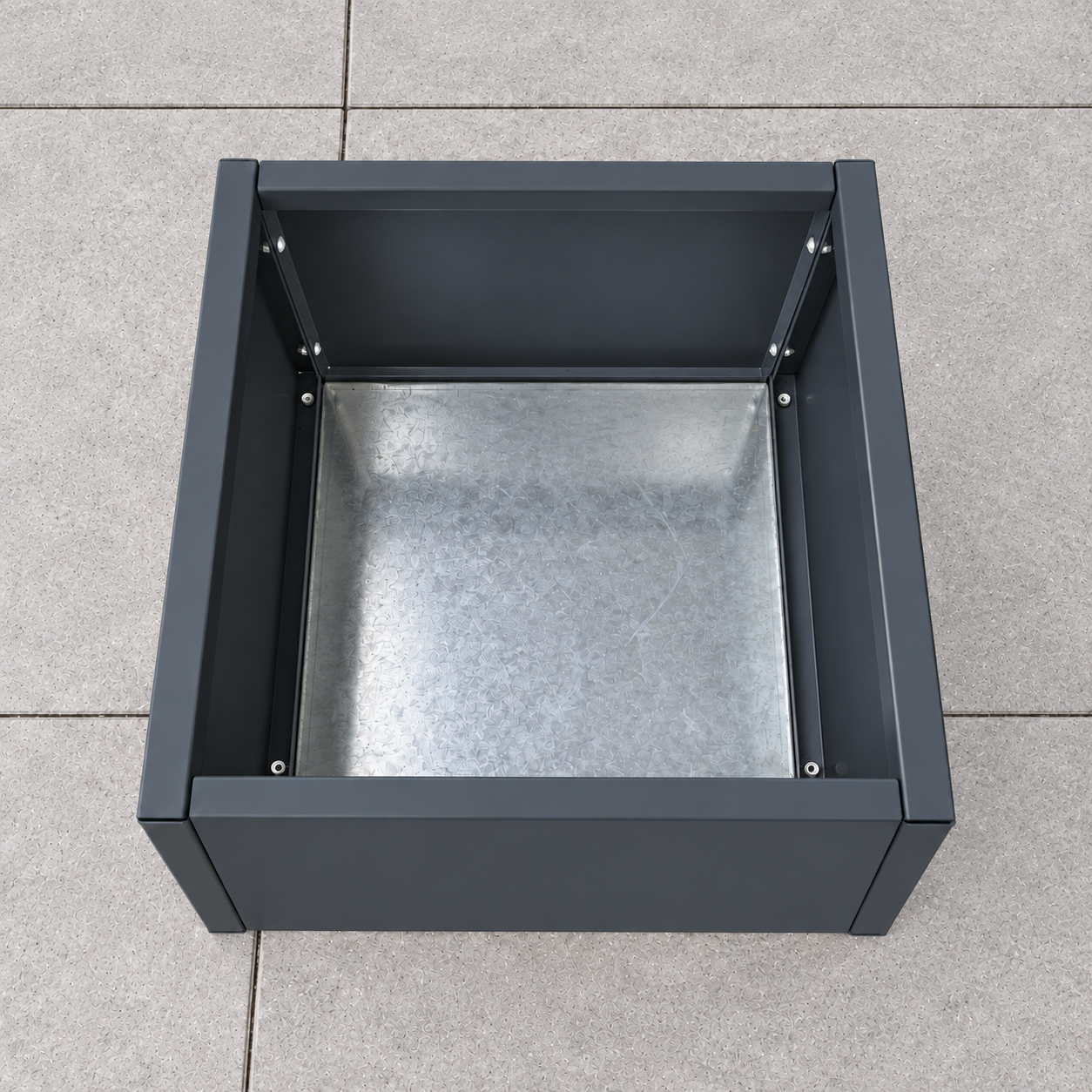 MEBE Planty - Pflanztopf - Mit Bodenplatte - 50 x 50 x 40 cm - Anthrazitgrau Matt