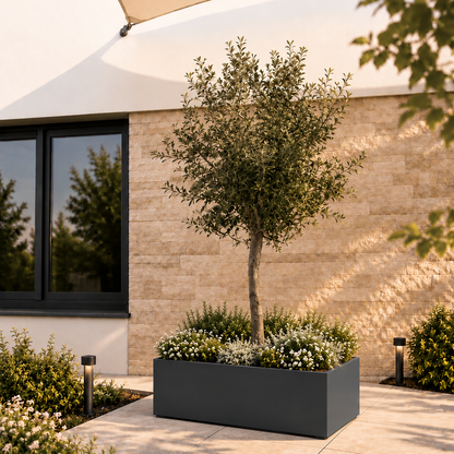 MEBE Planty - Pflanztopf - Mit Bodenplatte - 80 x 40 x 40 cm - Anthrazitgrau Matt