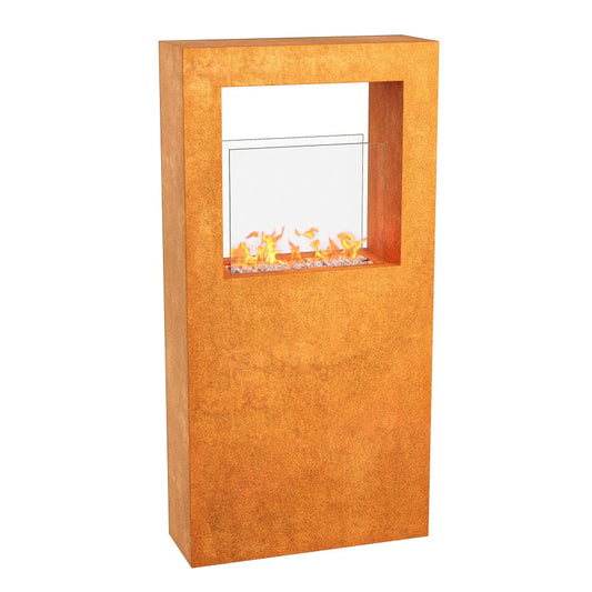 MEBE Lumo A - Bioethanol-Kamin in Rostoptik, freistehend aus Cortenstahl