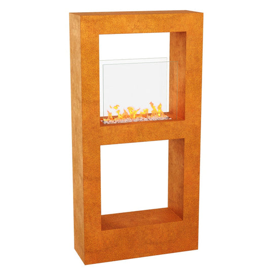 MEBE Lumo B - Bioethanol-Kamin in Rostoptik, freistehend aus Cortenstahl